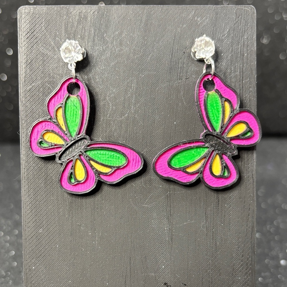 Small Colorful Butterfly Earrings - Picture 1 of 4